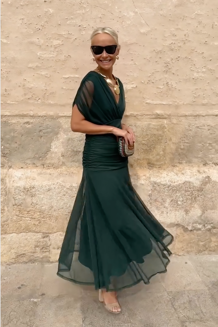 Louise | Elegant Maxi Party Dress with V-Neck