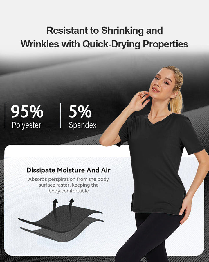Longer Sleeve Plus Size V-Neck T-Shirt — Covers Your Arms &amp; Hides Your Belly