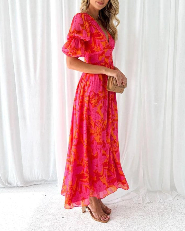 Aloha - Maxi Dress with Puff Sleeves