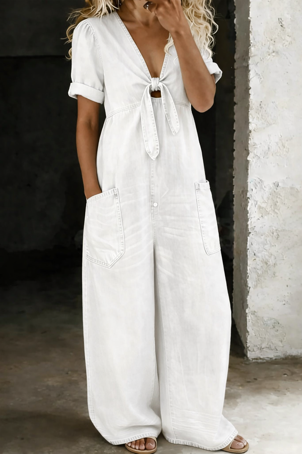Naya | Short Sleeve V-Neck Jumpsuit