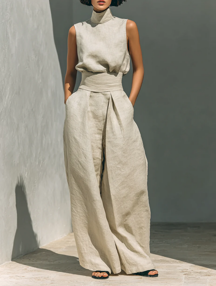 Georgiana | Sleeveless Blouse &amp; Wide-Leg Pants Set