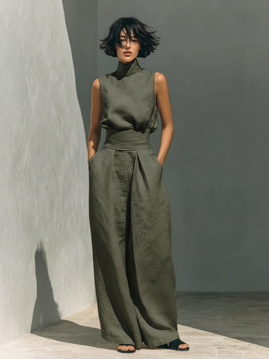 Georgiana | Sleeveless Blouse &amp; Wide-Leg Pants Set