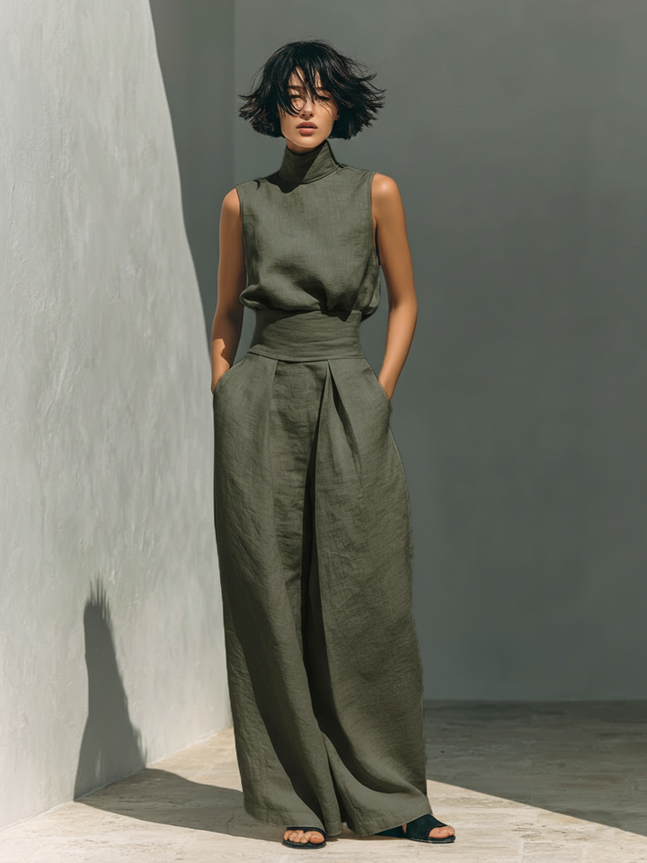 Georgiana | Sleeveless Blouse &amp; Wide-Leg Pants Set