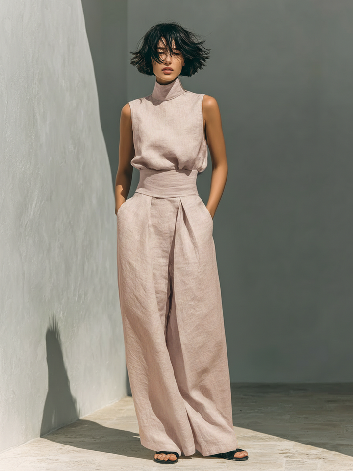 Georgiana | Sleeveless Blouse &amp; Wide-Leg Pants Set