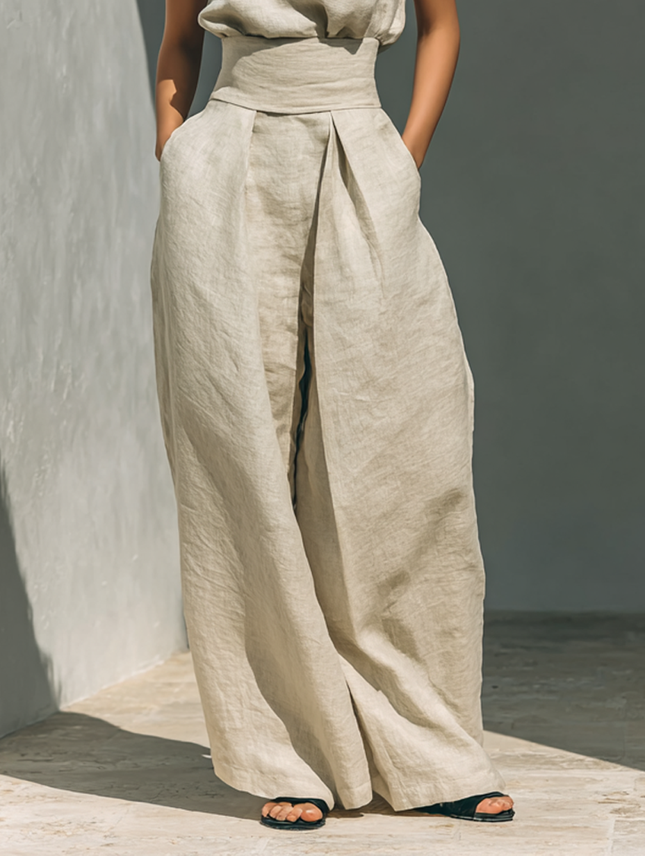 Georgiana | Sleeveless Blouse &amp; Wide-Leg Pants Set