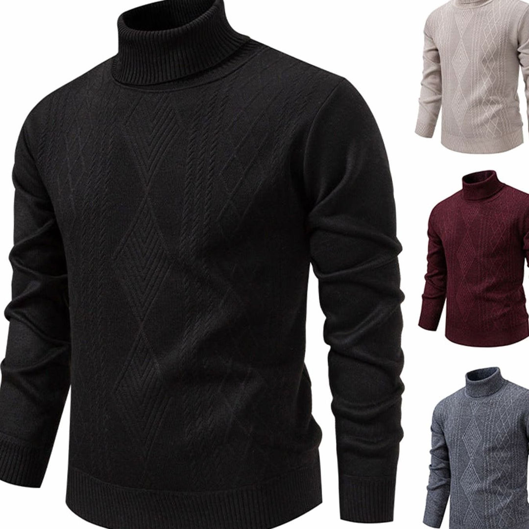 Men's Slim-Fit Cable-Knit Turtleneck Jumper