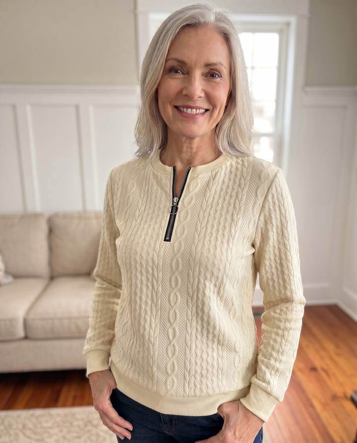 Textured Zipper Sweatshirt – Stylish &amp; Comfy