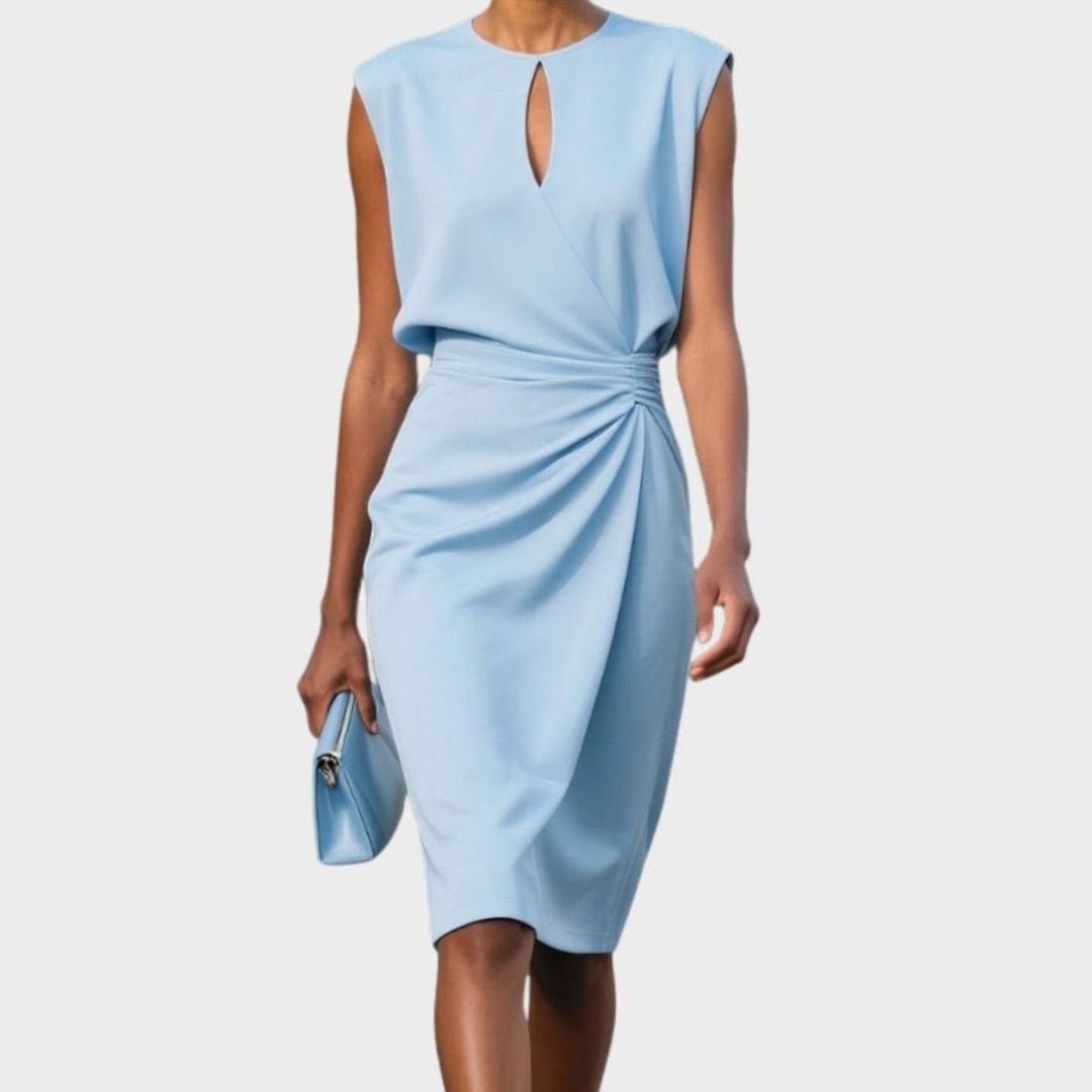 Women's Every Occasion Sleeveless Keyhole Gathered-Waist Knee-Length Dress