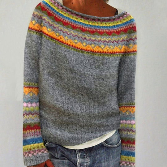Fiarrrow Scarlett | Women's Fair Isle Knit Vintage-Style Round-Neck Jumper ...