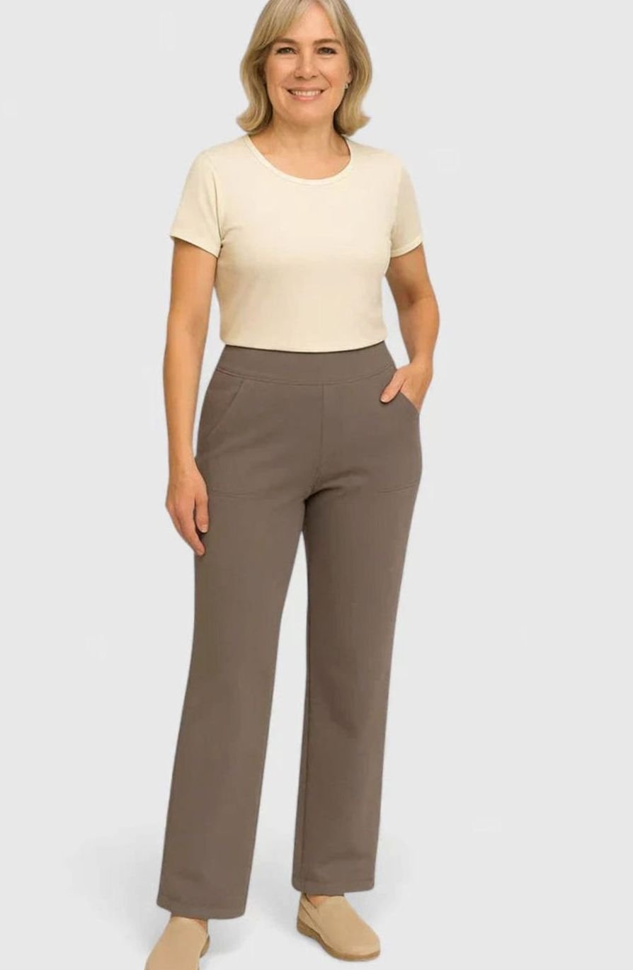 Women's High-Waist Wide-Leg Elegant Dressy Trousers, Taupe