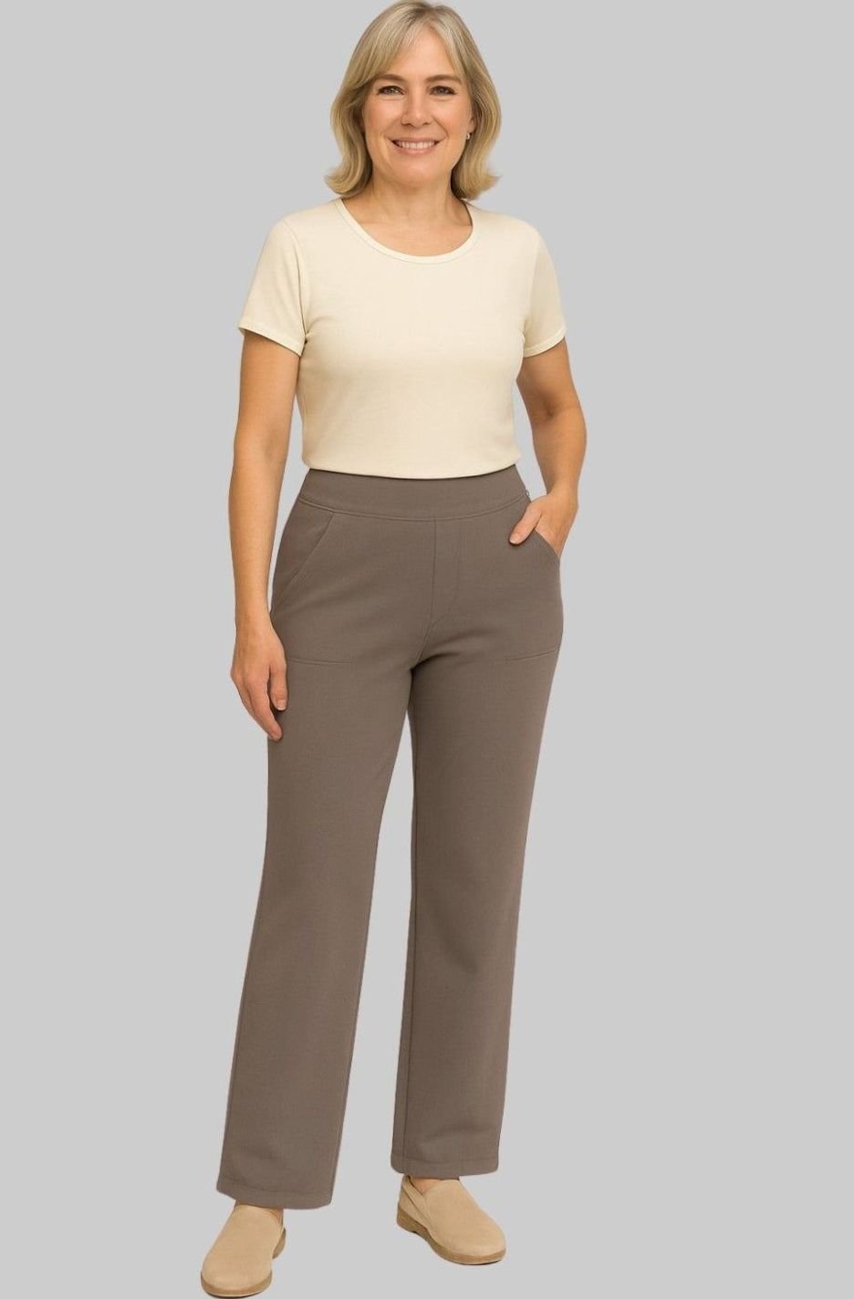 Women's High-Waist Wide-Leg Elegant Trousers Soft Jersey