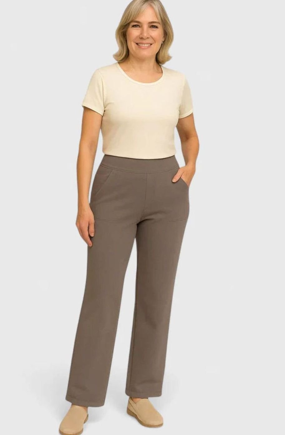 Women's High-Waist Wide-Leg Stretch-Waistband Lounge Trousers