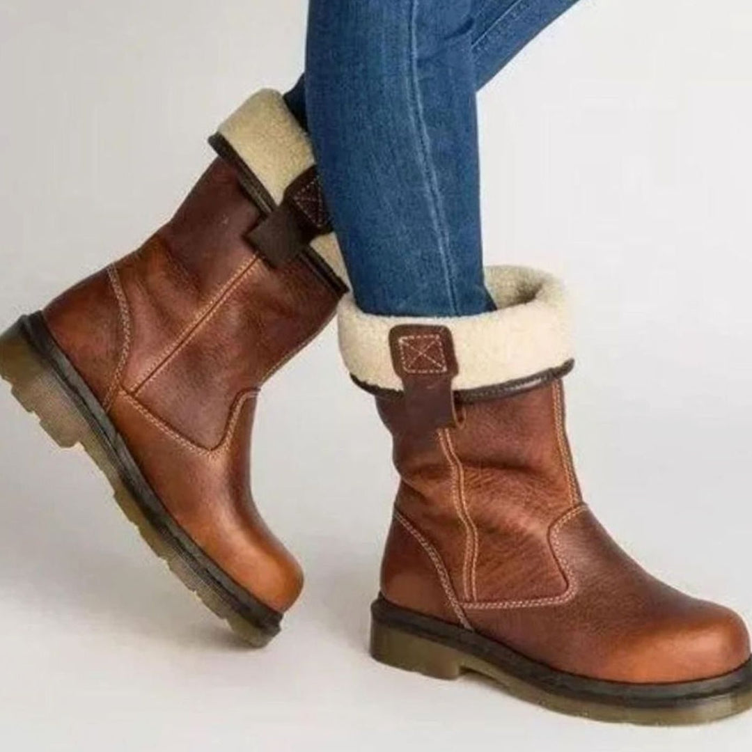 Women's Leather-Lined Fleece-Cuff Winter Boots