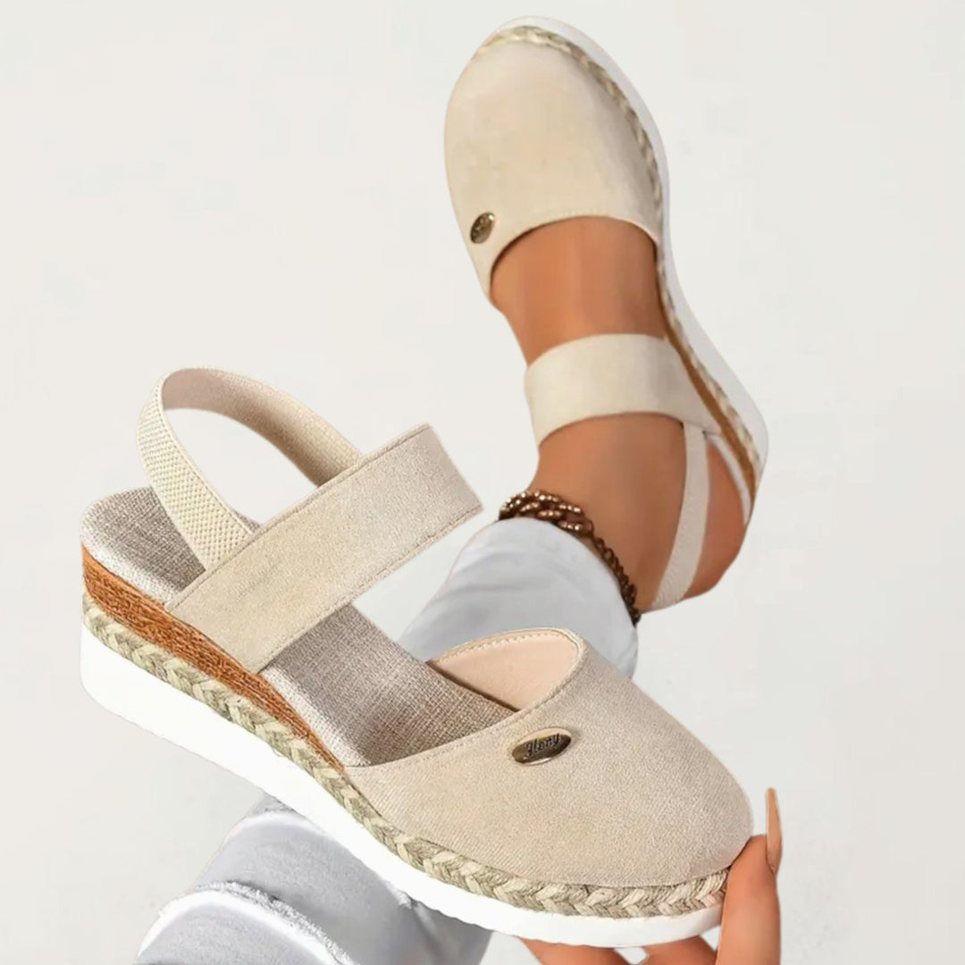 Women's Orthopedic Espadrille Platform Slingback Sandals - Beige