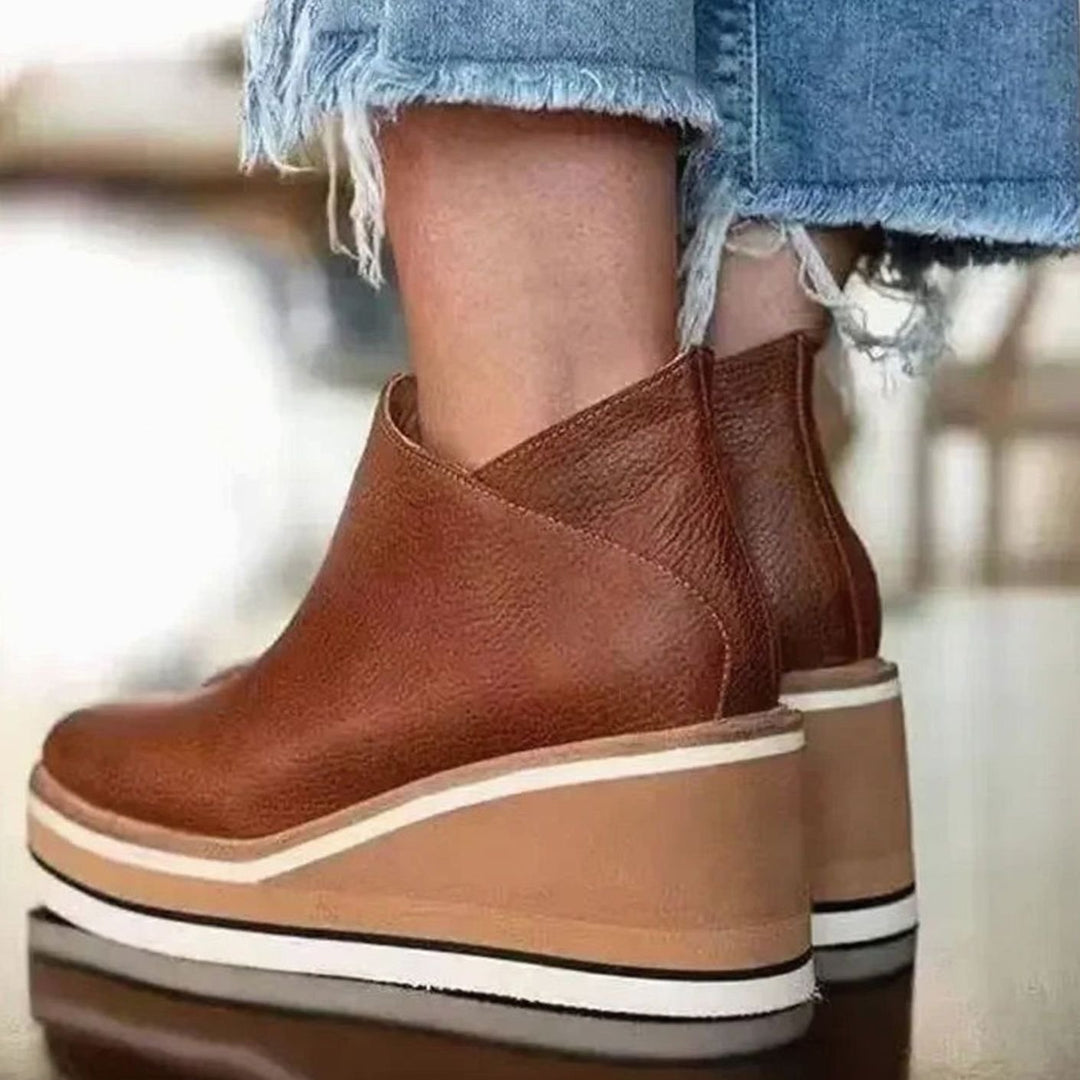 Women's Platform Chelsea Boots Wedge Sole Ankle Boots